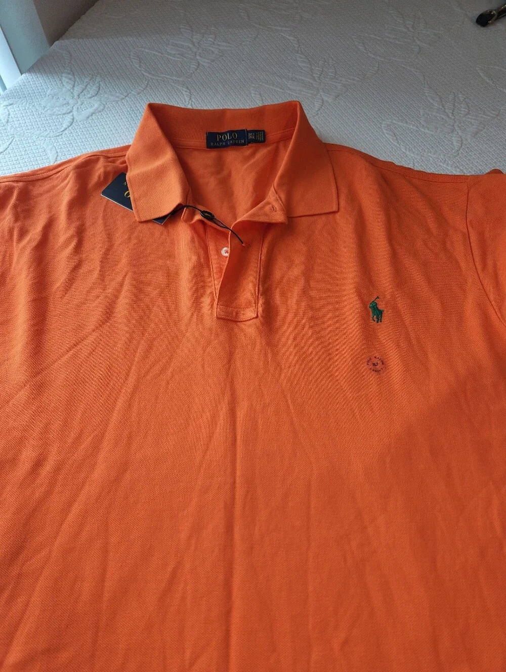 Ralph Lauren Orange Polo Shirt with Green Pony
